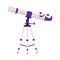 Telescope, Astronomer Optical Device for Explore And Observe Space and Galaxy Flat Style Vector Illustration on White