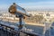 telescope or binoculars for observation of the city of Paris installed in the Eiffel Tower
