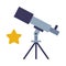 Telescope, Discovery and Explore Galaxy and Space Optical Device, Education and Astronomy Science Equipment Flat Style