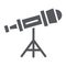 Telescope glyph icon, science and astronomy, spyglass sign, vector graphics, a solid pattern on a white background.