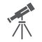 Telescope glyph icon, space and astronomy, magnify sign, vector graphics, a solid pattern on a white background.