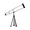Telescope icon. hand drawn. sticker, poster, card. monochrome, minimalism. space, device, lenses, astronomy