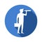 Telescope looking icon. Businessman is looking in a telescope icon. Business vision logo