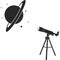 A telescope for observing planets. Flat black icon.