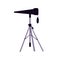 Telescope, optical equipment for astronomy studying and space observing. Spyglass on tripod holder. Professional