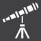 Telescope solid icon, astronomy and science,