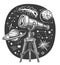 Telescope, stars and planets. Astronomy concept. Space exploration illustration