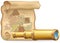 Telescope and treasure map. Pirate hidden treasure. Search adventure and travel. Navigation