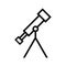 Telescope vector icon. astronomy illustration symbol. discovery logo or sign.