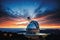 Telescopes of the Teide Observatory, Tenerife, Spain, Big astronomical telescope under a twilight sky ready for stargazing, AI