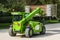 Telescopic handler, forklift truck with cargo on the road