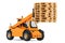 Telescopic handlers, forklift truck with wooden pallets. 3D rendering