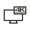 Television 4K linear icon. Filming item thin line illustration. Vector isolated outline drawing.