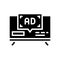 television advertising glyph icon vector illustration