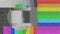 Television bad signal static noise and and fuzz monitor display illustration video footage with colour bars and circle blurred