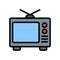 Television icon in filled line style about multimedia for any projects