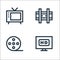 television line icons. linear set. quality vector line set such as hdtv, film reel, wall bracket