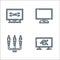 television line icons. linear set. quality vector line set such as k, av cable, television