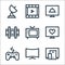 television line icons. linear set. quality vector line set such as responsive, curve, gamepad, romantic, old tv, wall bracket,