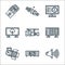 television line icons. linear set. quality vector line set such as volume up, projector, spotlight, smart tv, video camera, smart