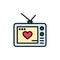 Television, Love, Valentine, Movie  Flat Color Icon. Vector icon banner Template