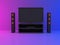 television monitor in room pink blue scene 3d render home theater,entertainment concept