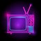 Television neon logo. glow in the dark. electric theme season. party night club.