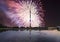 Television (Ostankino) tower at Night and holiday fireworks, Moscow, Russia