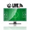 Television soccer concept live broadcast on white background