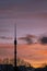 Television tower silhouette in Moscow at sunset. Ostankino area