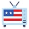 Television with USA flag on screen, United state independence day related icon