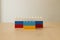 Tell the ukraine russia war with toy blocks. Abstract expressions. Symbols of children`s psychology