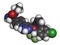 Telotristat ethyl drug molecule tryptophan hydroxylase inhibitor. 3D rendering. Atoms are represented as spheres with.