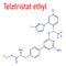 Telotristat ethyl drug molecule tryptophan hydroxylase inhibitor skeletal formula.