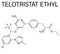 Telotristat ethyl drug molecule, tryptophan hydroxylase inhibitor. Skeletal formula.