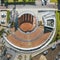 Telsiai Amphitheatre. Drone aerial view of Telsiai, Lithuania