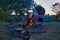 Temazcal, preparation for ritual,Traditional native sweat lodge with hot stones