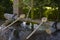 Temizuya and water scoops in front of the Izumi shrine in Suizenji Garden