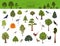 Temperate broadleaf forest and mixed forest biome. Terrestrial ecosystem world map. Animals, birds and plants graphic design