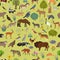 Temperate and dry steppe biome, natural region seamless pattern. Prarie, steppe, grassland, pampas. Terrestrial ecosystem world