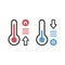 Temperature flat vector icon. Chill symbol concept isolated. Weather, hot and cold climate in trendy style for web site, mobile