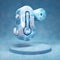 Temperature High icon. Cracked blue Ice Temperature High symbol on blue snow podium