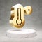 Temperature High icon. Shiny golden Temperature High symbol on white marble podium