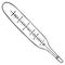 Temperature measurement. Mercury thermometer. Medical instrument for determining the symptoms of colds, fevers. Vector.