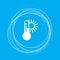 Temperature, Medicine thermometer, Weather climate icon on a blue background with abstract circles around and place for your text.