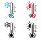 Temperature vector icon cet. hot and cold climate illustration sign collection. termometer symbol.