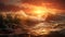 Tempestuous Seas Unleashed: A Dynamic Stormy Ocean Background Teeming with Mighty Ships Battling Nature\\\'s Fury - AI Generative