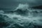 Tempestuous waters Stormy sea with powerful waves crashing dramatically