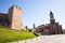 Templar Castle and San Andres church in Ponferrada, Spain