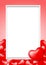 Template banner frame with heart shape red colors for valentine love card background, red frame blank for valentine copy space,
